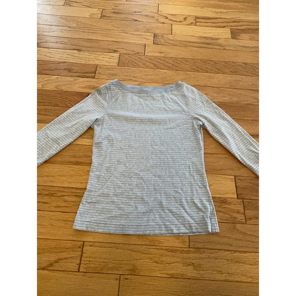 Brooks Brothers women's blue/grey striped cotton 3/4 sleeve thin shirt sz small